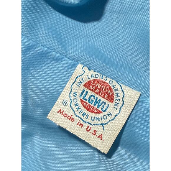 VTG 1960s Quilted Housecoat Bed Jacket Mid Century Womens XS Blue Gold Buttons - Picture 13 of 13